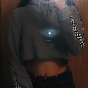 grey cropped hollister hoodie